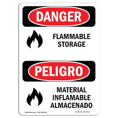 Signmission Safety Sign, OSHA Danger, 24" Height, Flammable Storage Bilingual Spanish OS-DS-D-1824-VS-1255